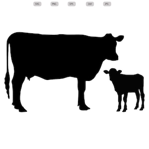 牛と子牛 SVG - 牛と子牛のシルエット - 牛と子牛 SVG バンドル - 牛と子牛のカット ファイル - 牛と子牛のクリップアート - svg - eps - dxf - png - jpg