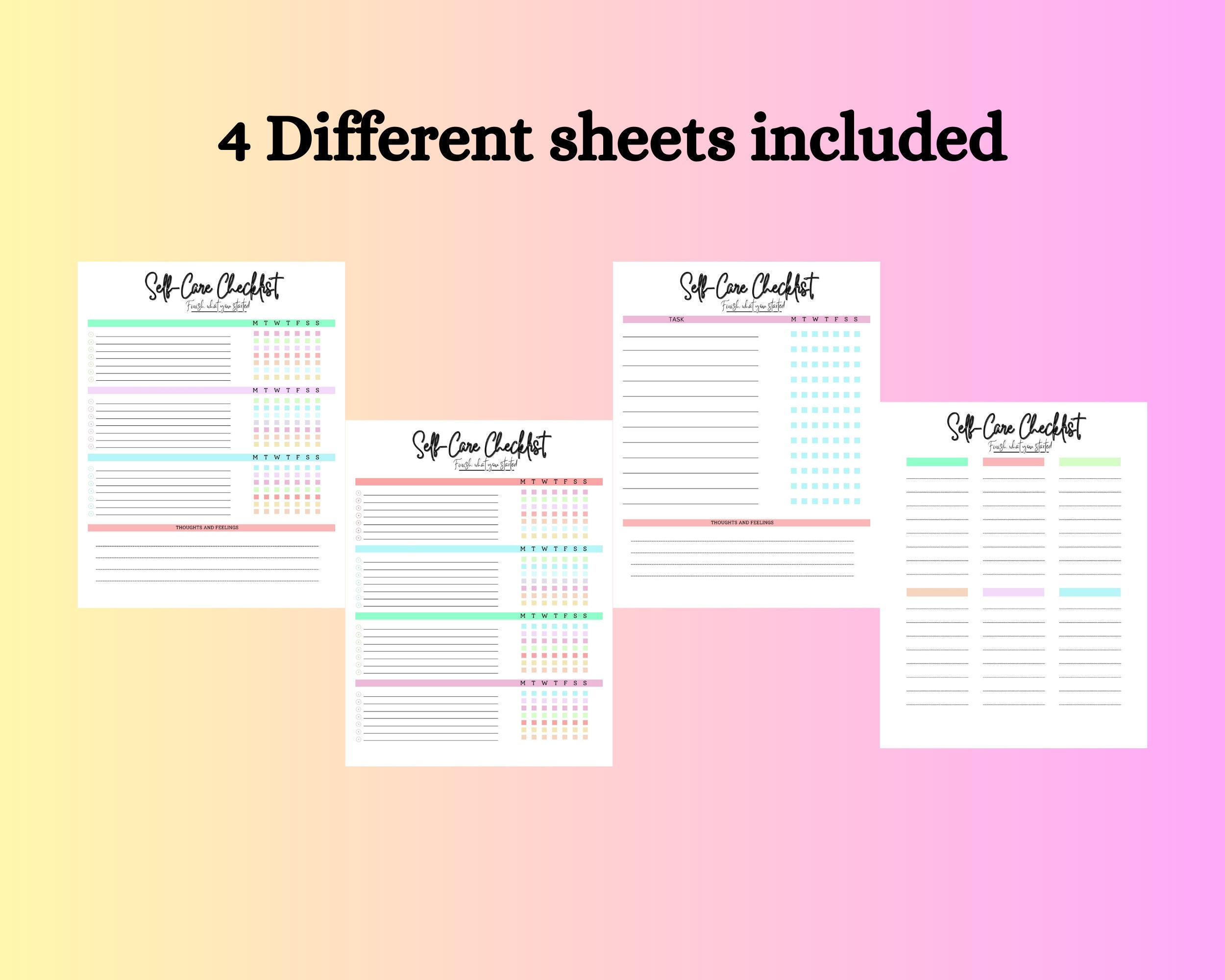 Self Care Planner Checklist, Printable Digital PDF, Self Care to Do ...