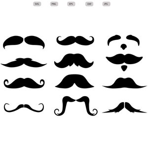 Mustache Svg - Mustache Silhouette - Mustache svg bundle - Mustache Cut File - Mustache Clipart - svg - eps - dxf - png - jpg