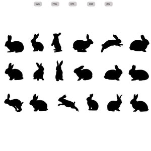 Bundle de lapin Svg - Silhouette de lapin - lapin - conception de lapin svg - lapin couper fichier - clipart lapin - svg - eps - dxf - png - jpg