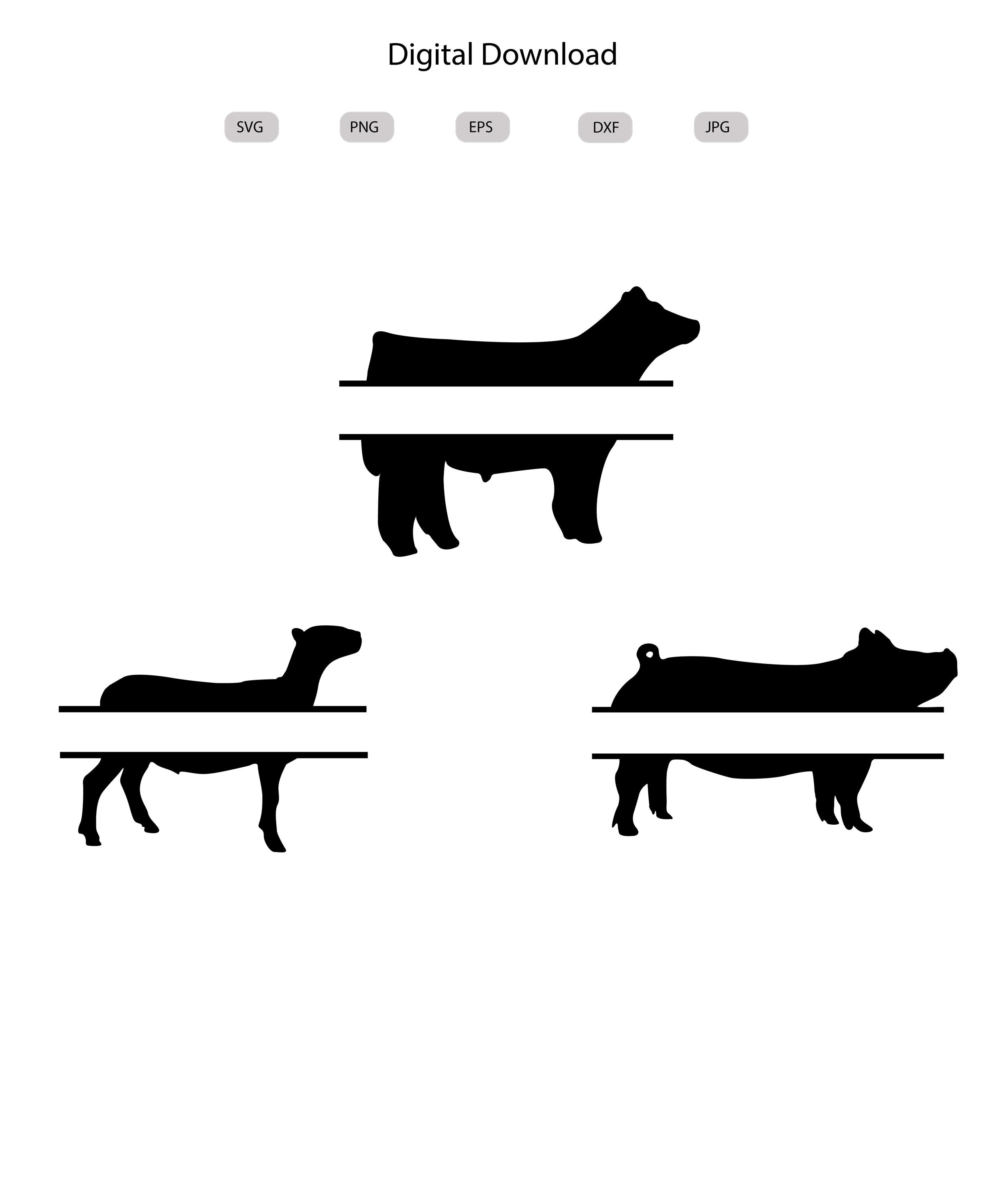 Montrer les animaux monogramme divisé Svg - montrer la Silhouette animale - animaux de la ferme SVG - montrer les animaux monogramme Clipart -svg-eps-