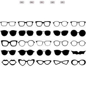 Brillen-Svg - Brillen-Silhouette - Brillen-Svg-Bundle - Brillen-Svg-Design - Brillen-Schnittdatei - Brillen-Clipart - svg - eps - dxf - png - jpg