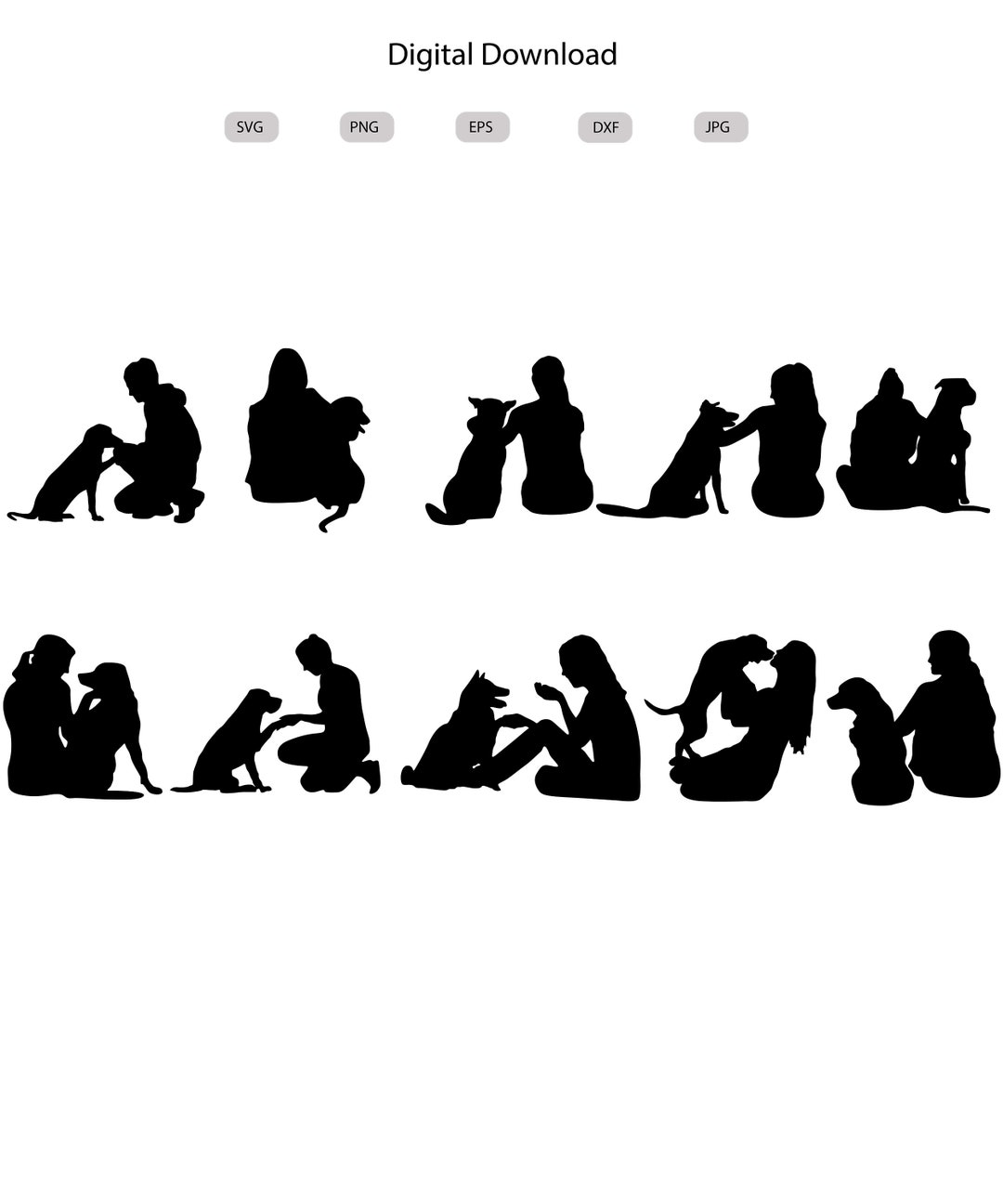 People and Dog Svg People and Dog Silhouette People and Dog Cut File ...