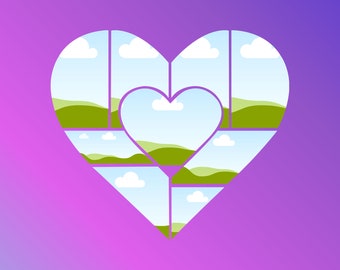 Heart Photo Collage Canva Frames , Editable In Canva , Banner Templates, Mockup Frames, Editable Canva Templates, Print Templates