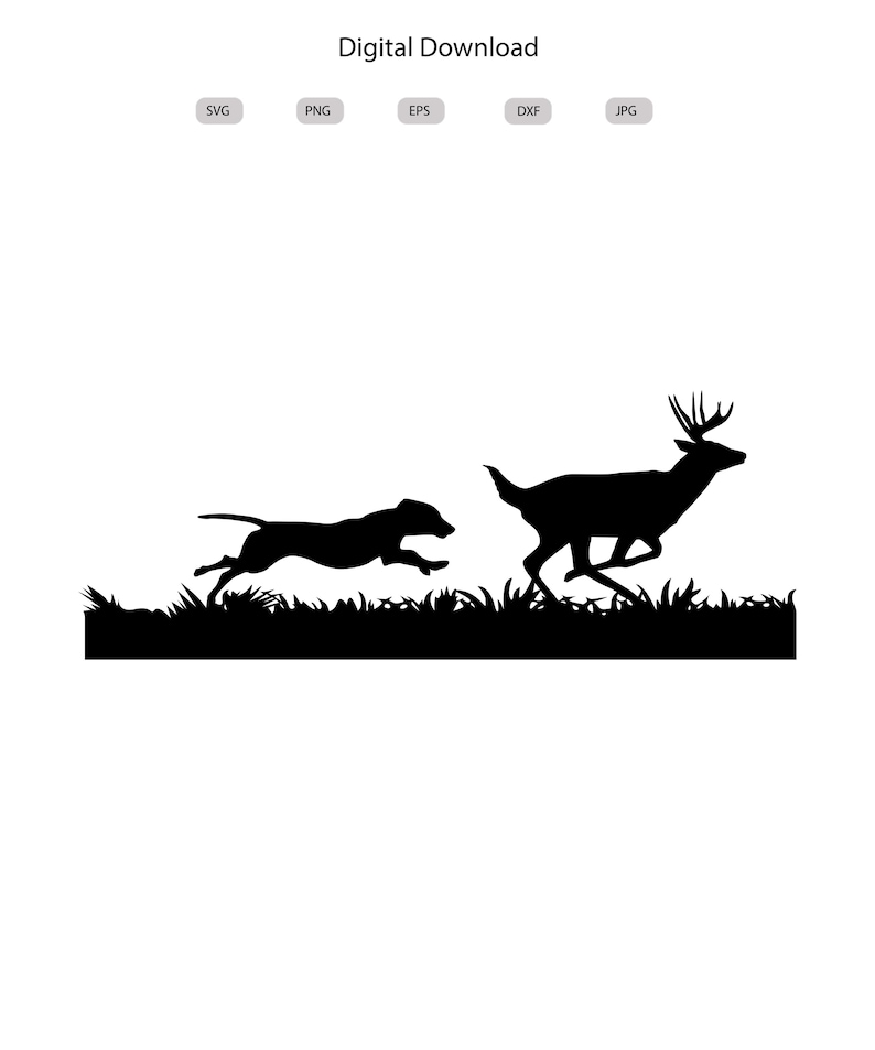 Hound Chasing Deer Svg - Hound Chasing Deer Silhouette - Hound Chasing ...