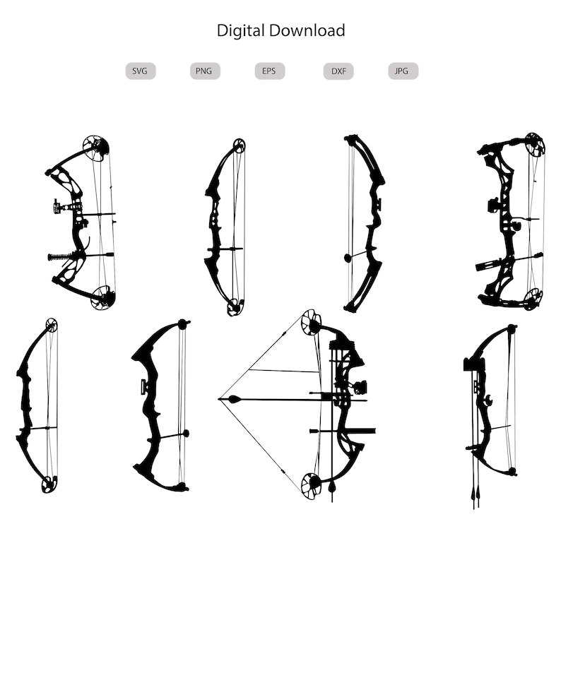 Compound Bow Svg - Hunting Silhouette - Bow and Arrow Svg Bundle -bow ...
