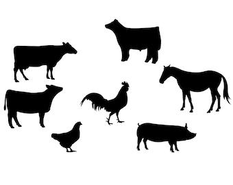 Farm animal Svg - Farm animal Silhouette - Farm animal svg bundle - Farm animal Cut File - Farm animal Clipart - svg - eps - dxf - png - jpg