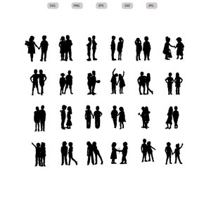 Pareja de niños Svg - Silueta de pareja de niños - Paquete de svg de pareja de niños - Archivo de corte de pareja de niños - Clipart de pareja de niños- svg-eps-dxf-png-jpg