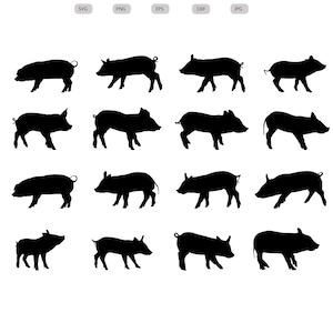 Pig Svg - Pig Silhouette - Pig svg bundle -Pig svg design- Pig Cut File - Pig Clipart - svg - eps - dxf - png - jpg