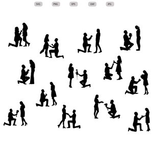Demande en mariage SVG - Silhouette de la demande en mariage- Proposition svg bundle- Fichier de demande en mariage coupé- Proposition clipart-svg-eps-dxf-png-jpg
