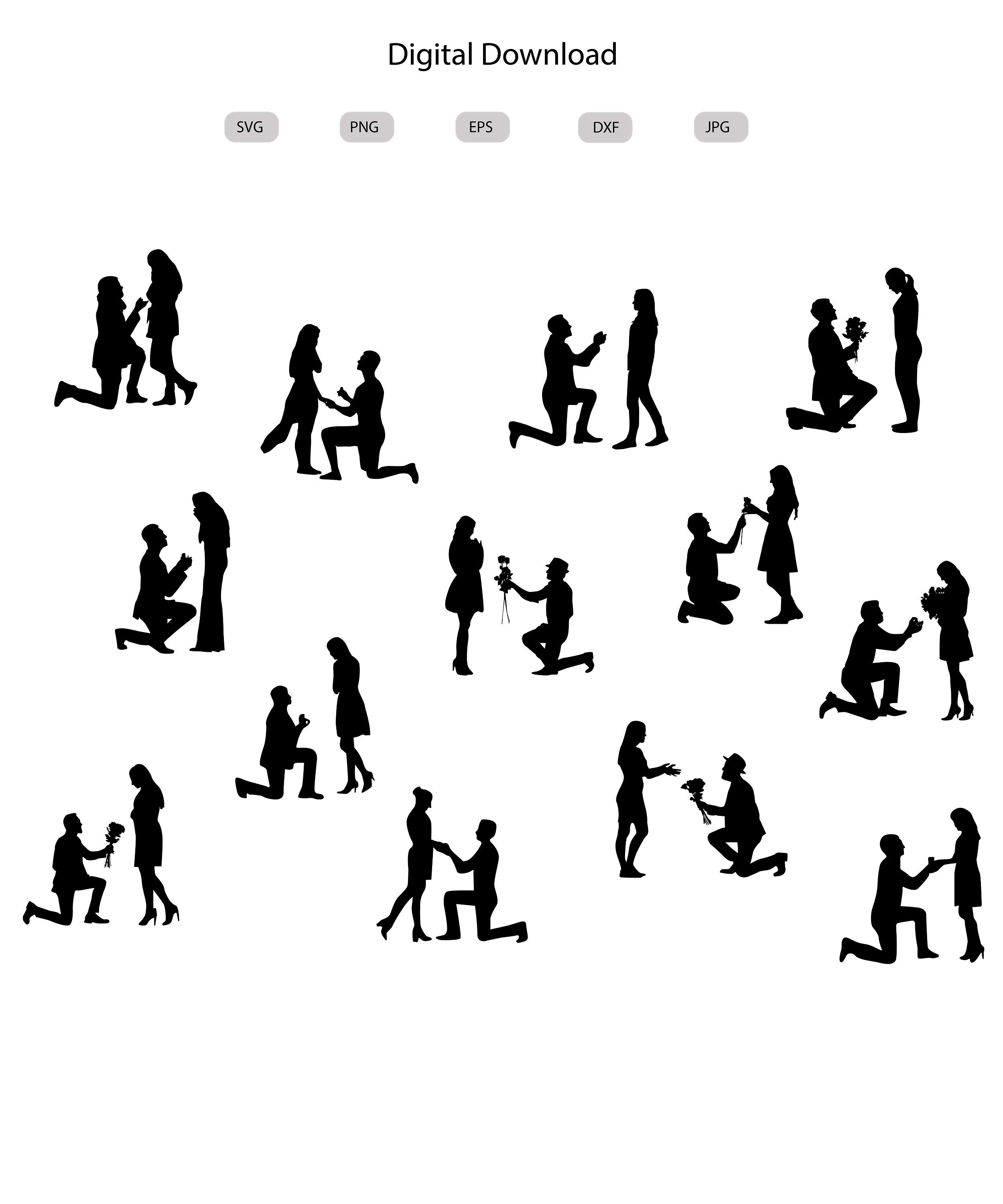 Marriage Proposal Svg - Marriage Proposal Silhouette- Proposal svg bundle- Marriage Proposal Cut File- Proposal Clipart-svg-eps-dxf-png-jpg