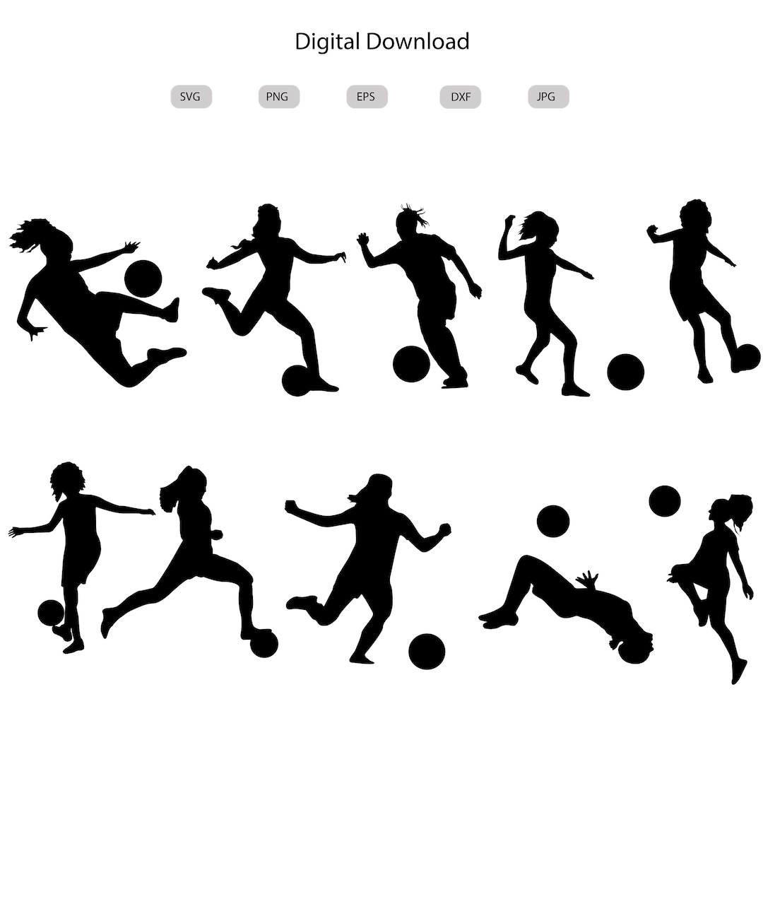Female Girl Soccer Player Svg-female Girl Soccer Player Silhouette ...