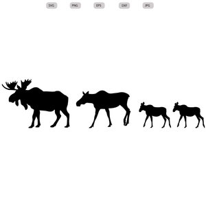Moose Family Svg - Moose Family Silhouette - Moose Family svg bundel - Moose Family Cut-bestand-Moose Family Clipart-svg - eps - dxf - png - jpg