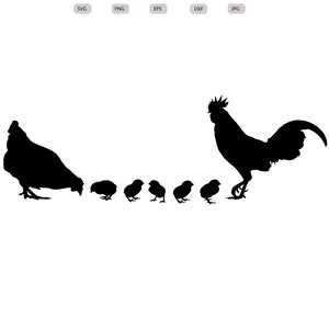 Pollo SVG - Silueta de gallo - Diseño svg de la familia de pollos - Archivo de corte de la familia de pollos - Clipart de la familia de pollos - svg - eps - dxf - png - jpg