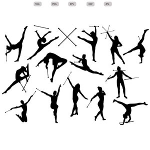 Baton Twirling Gymnastics SVG File -Baton Twirling Gymnastics Silhouette-Baton Twirling Gymnastics Cut File-Clipart-svg - eps - dxf -png-jpg