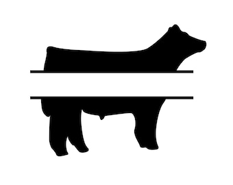 May include: Black silhouette of a cow with a blank space for text above the cow. The cow is facing the right side of the image.