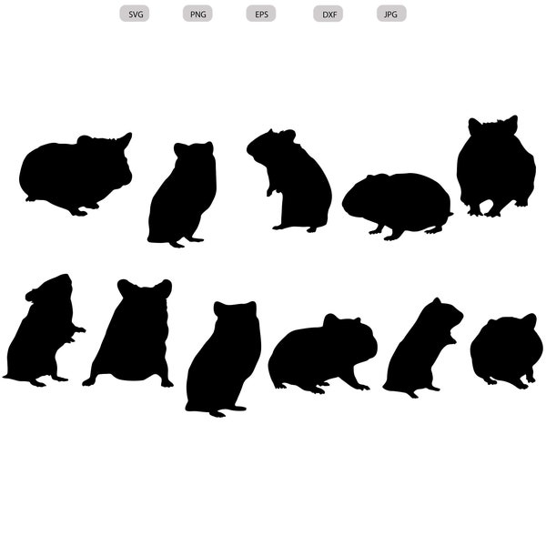 Hamster Svg - Hamster Silhouette - Hamster svg bundle -Hamster svg design- Hamster Cut File - Hamster Clipart - svg - eps - dxf - png - jpg