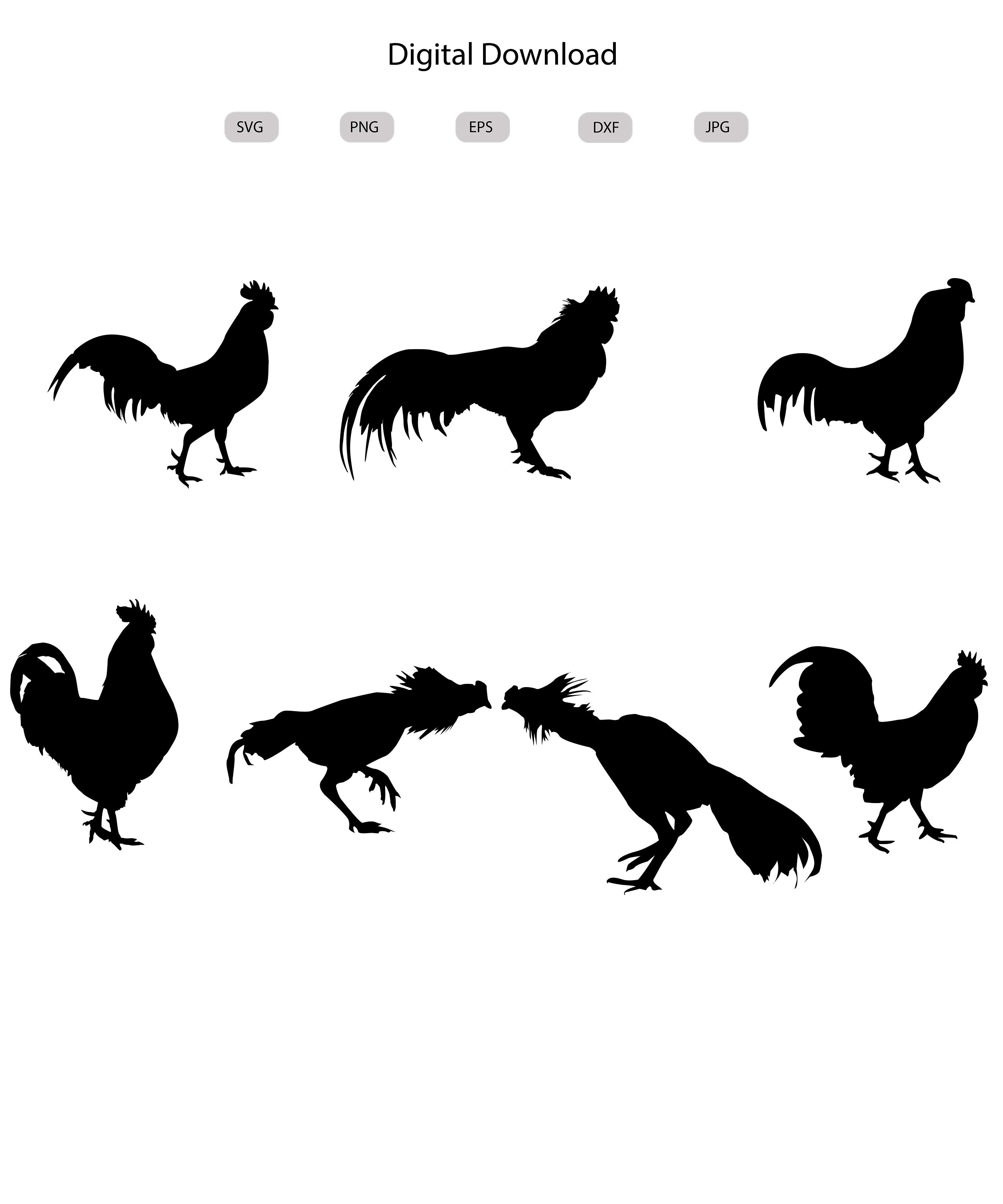 Rooster Svg Bundle Fighter Rooster Clipart Cock Svg Rooster Silhouette