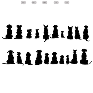 Honden Svg - achter zitten honden silhouet - achterkant hond svg bundel - achter zitten honden gesneden bestand - honden Clipart - svg - eps - dxf - png - jpg