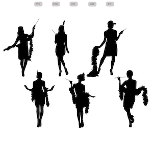 Flapper Girls Svg-Flapper Girls silhouet-Flapper Girls svg bundel-Flapper Girls Cut Fil-Flapper Girls Clipart-svg - eps - dxf - png - jpg