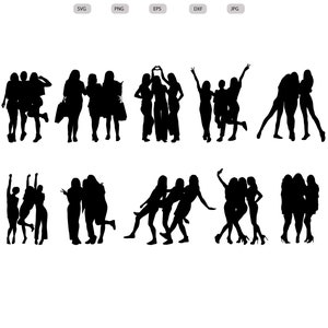 Vrouw beste vrienden Svg-vrouw groep drie vrienden silhouet-vrienden svg bundel-vrienden groep knippen bestand-vrienden Clipart - svg-eps-dxf-png-jpg