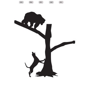 Bär bei der Jagd mit Hund Silhouette - Bär bei der Jagd mit Hund Datei - Bär bei der Jagd Clipart - svg - eps - dxf - png - jpg