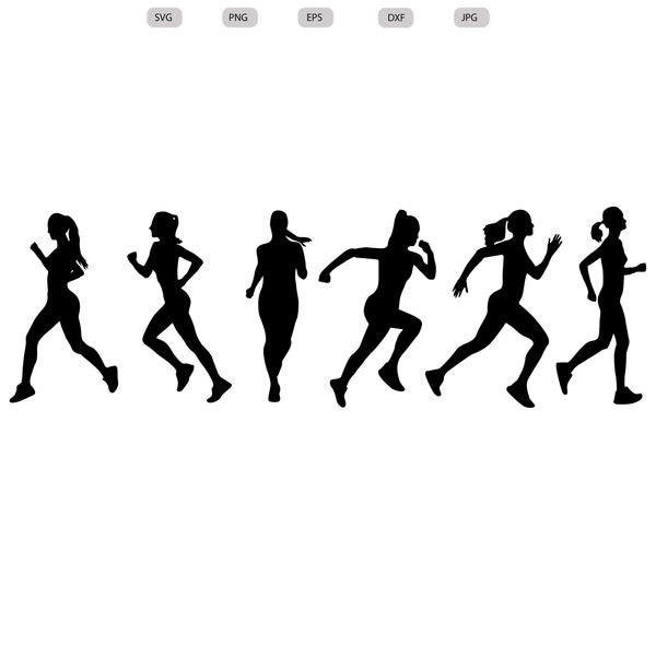 Running woman Svg - Running woman Silhouette - Running woman svg bundle -Running woman Cut File - Running woman Clipart -svg-eps-dxf-png-jpg