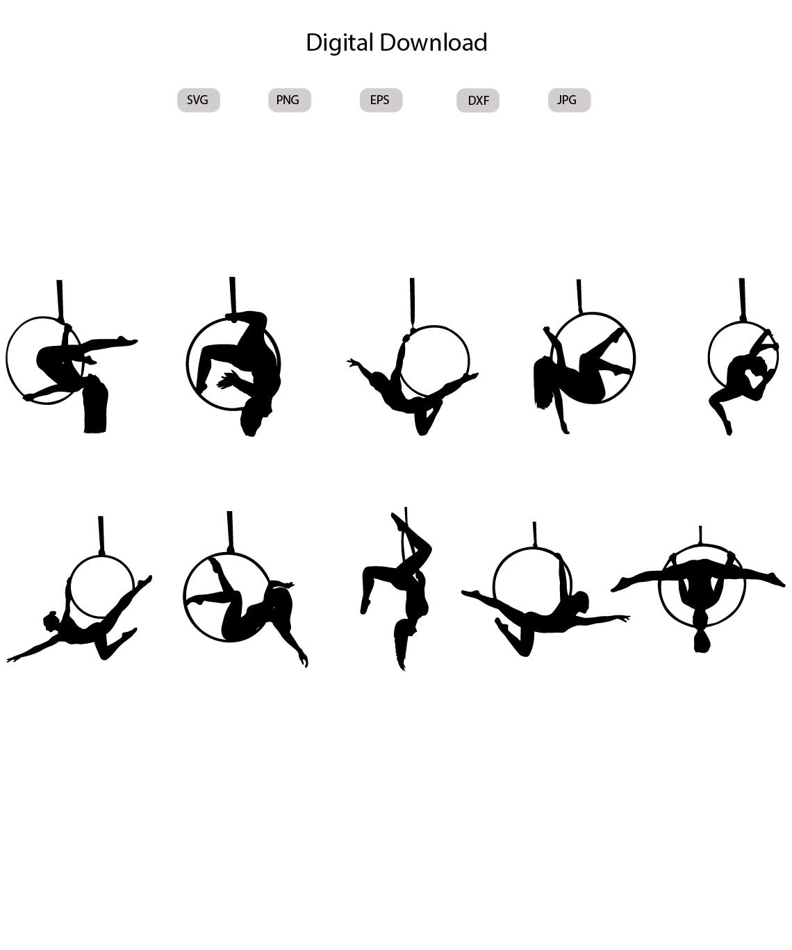 Hoop zwart - Hoop Silhouette - Hoop geschnitten Datei - Aerialist Clipart - svg - eps - dxf - png - jpg