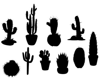 Cactus Svg, Clipart, Cut Files for Silhouette, Vector, Dxf, Eps, Png ...