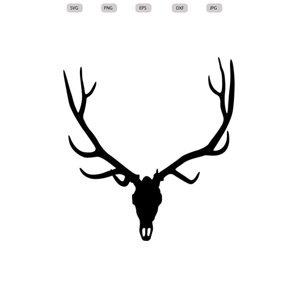 Elk Skull Svg - Elk Skull Silhouette - Elk Skull svg design- Elk Skull Cut File - Elk Skull Clipart - svg - eps - dxf - png - jpg