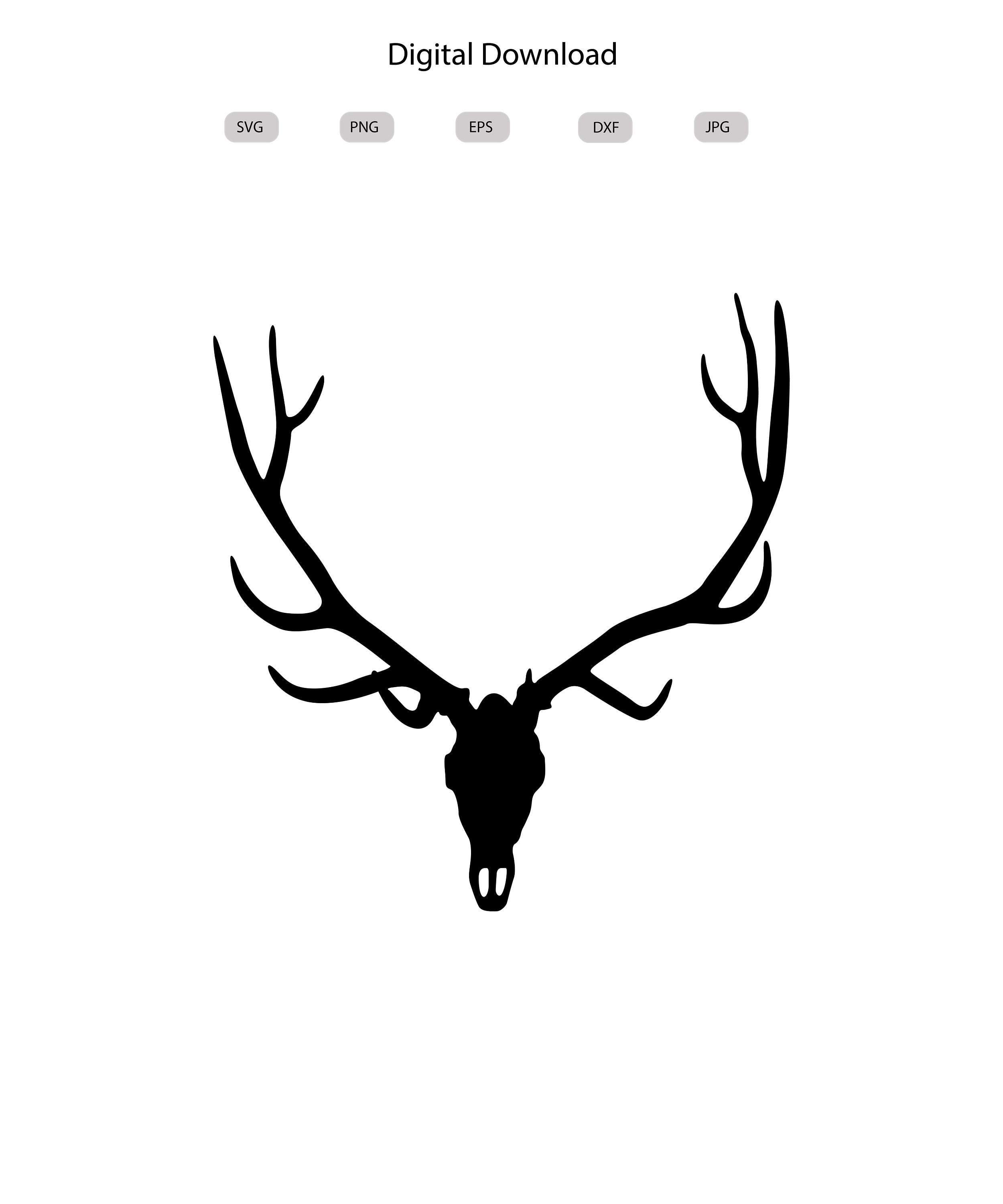 Elk Skull Svg - Elk Skull Silhouette - Elk Skull svg design- Elk Skull Cut File - Elk Skull Clipart - svg - eps - dxf - png - jpg