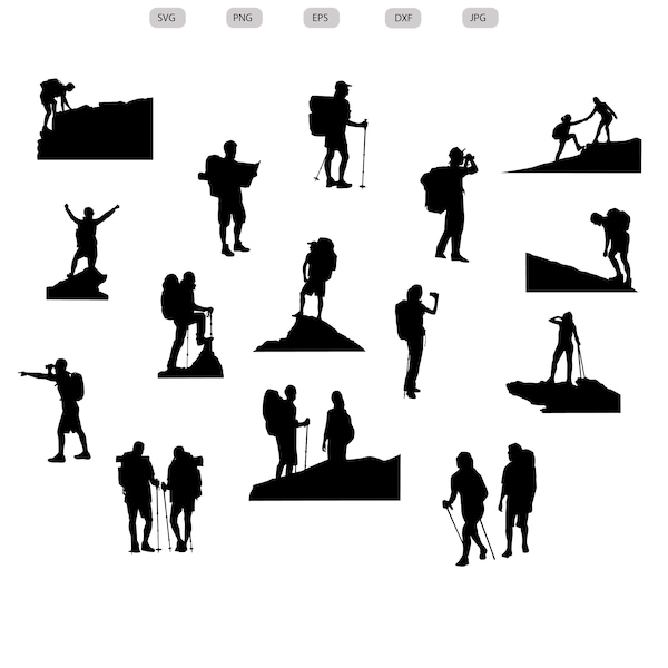 Hiking Svg - Hiking Silhouette - Hiking svg bundle - Hiking svg design - Hiking Cut File - Hiking Clipart - svg - eps - dxf - png - jpg