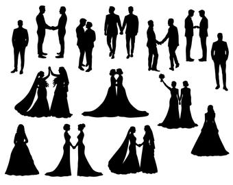 Same Sex Marriage svg - Same Sex Marriage Silhouettes - Schwules Paar Silhouetten - Lesbisches Paar SVG - svg - eps - dxf - png - jpg