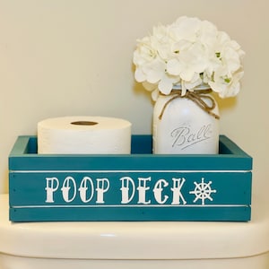 Coastal Bathroom Decor, Nautical Decor, Poop Deck Decor, Beach Decor, Nautical Bathroom Storage, Wood Toilet Box, Toilet Paper Holder