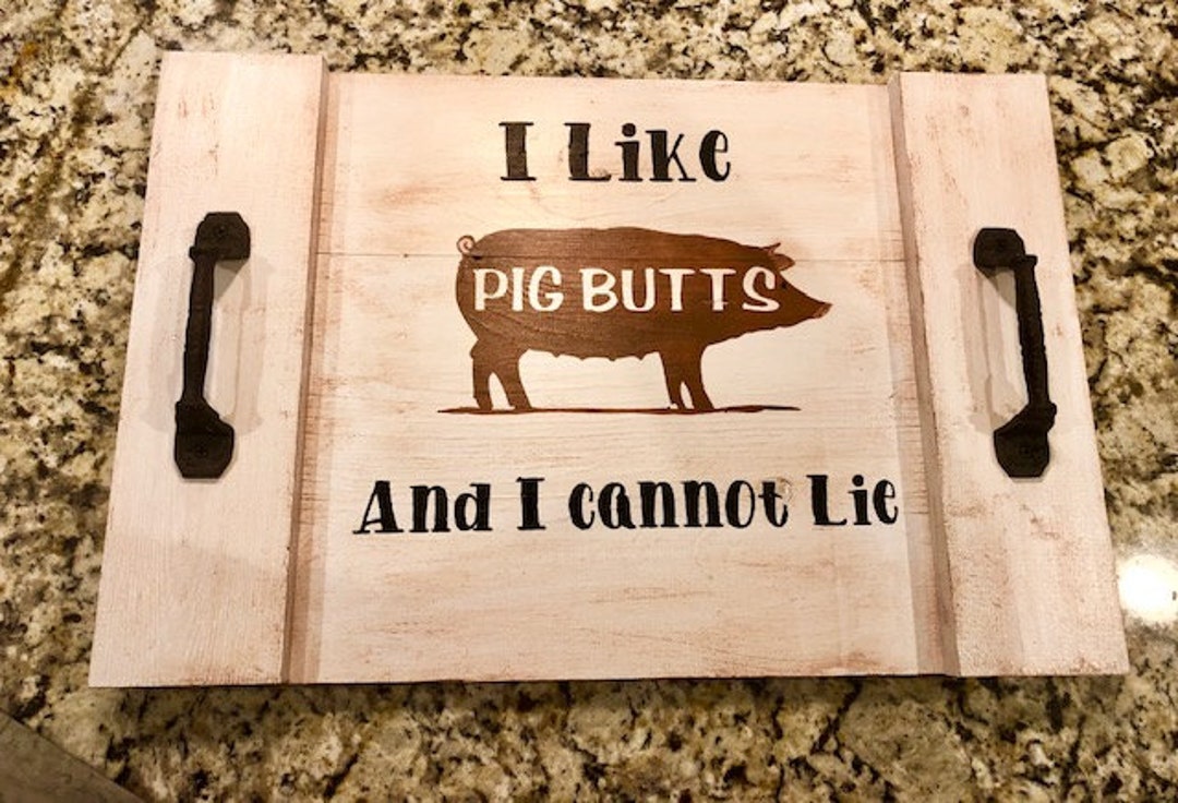 Barbeque Tray Wood BBQ Serving Tray With Handles Rustic Etsy