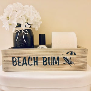 Coastal Bathroom Decor, Nautical Decor, Beach Bum Decor, Bathroom Storage, Wood Toilet Box, Coastal Bathroom Storage, Toilet Paper Holder