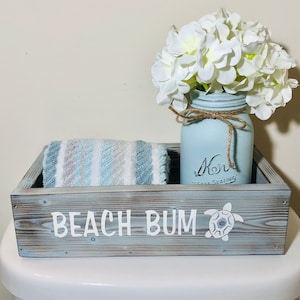 Coastal Bathroom Decor, Nautical Decor, Beach Bum Decor, Bathroom Storage, Wood Toilet Box, Coastal Bathroom Storage, Toilet Paper Holder