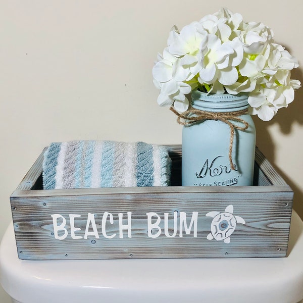 Coastal Bathroom Decor, Nautical Decor, Beach Bum Decor, Bathroom Storage, Wood Toilet Box, Coastal Bathroom Storage, Toilet Paper Holder