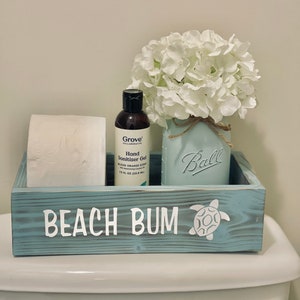 Coastal Bathroom Decor, Nautical Decor, Beach Bum Decor, Bathroom Storage, Wood Toilet Box, Coastal Bathroom Storage, Toilet Paper Holder