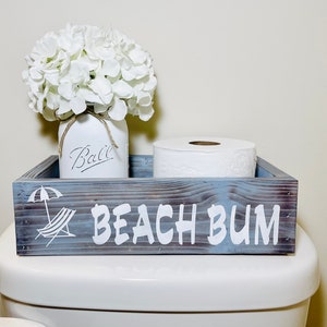 Coastal Bathroom Decor, Nautical Decor, Beach Bum Decor, Bathroom Storage, Wood Toilet Box, Coastal Bathroom Storage, Toilet Paper Holder
