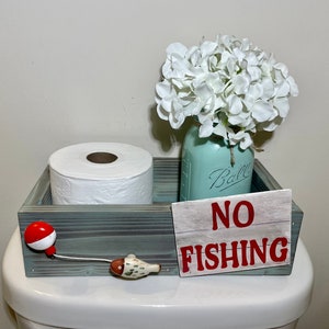 No Fishing, Funny Bathroom Decor, Kid&#39;s Bath Decor, Toilet paper Holder, Fish Decor, Woodsy Cabin Decor, Lakehouse Bath Decor, Gift for Dad
