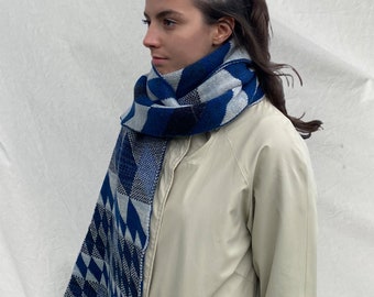 Handmade 'Dark Urban' Geometric Lambswool Scarf