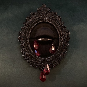 Bleeding Tears Monster Eye in Ornate Mini Frame - Gothic Spooky Handmade Wall Art