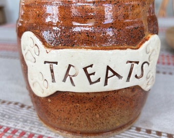 Handcrafted Stoneware Dog Treat Jar