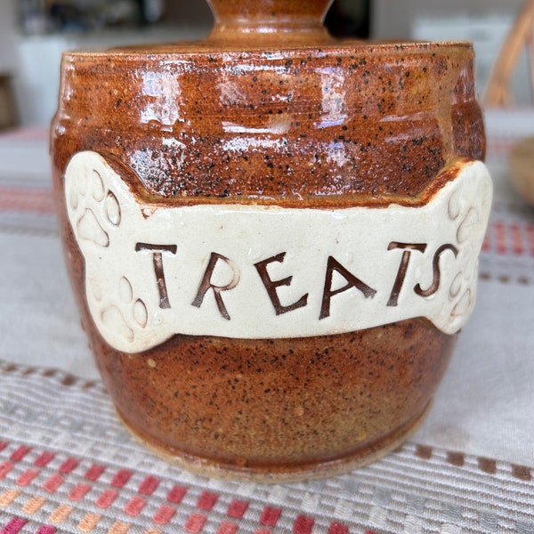 Handcrafted Stoneware Dog Treat Jar