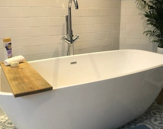 30cm Deep Thick Bath Caddy, Hot Tub Board, Reclaimed Solid Wood, Custom Size