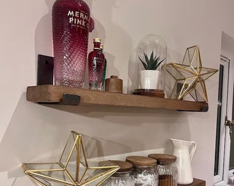 Extra Narrow Entryway Radiator Shelf Cover, Bathroom Shelf 10cm with J Brackets, Custom Size, Reclaimed Solid Wood, Plasterboard Drywall