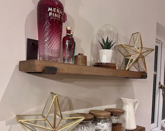 Extra Narrow Entryway Radiator Shelf Cover, Bathroom Shelf 10cm with J Brackets, Custom Size, Reclaimed Solid Wood, Plasterboard Drywall