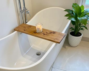 30cm Deep Thick Bath Caddy, Hot Tub Board, Reclaimed Solid Wood, Custom Size
