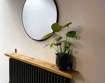 Narrow Shelf 15cm with L Brackets, Custom Size, Reclaimed Solid Wood, for Plasterboard Drywall
